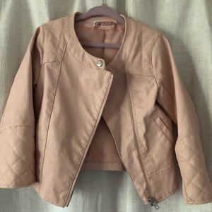 H&M girls pink faux leather moto jacket